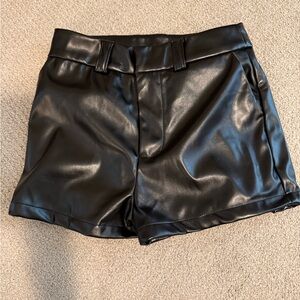 Black Faux Leather Women Shorts